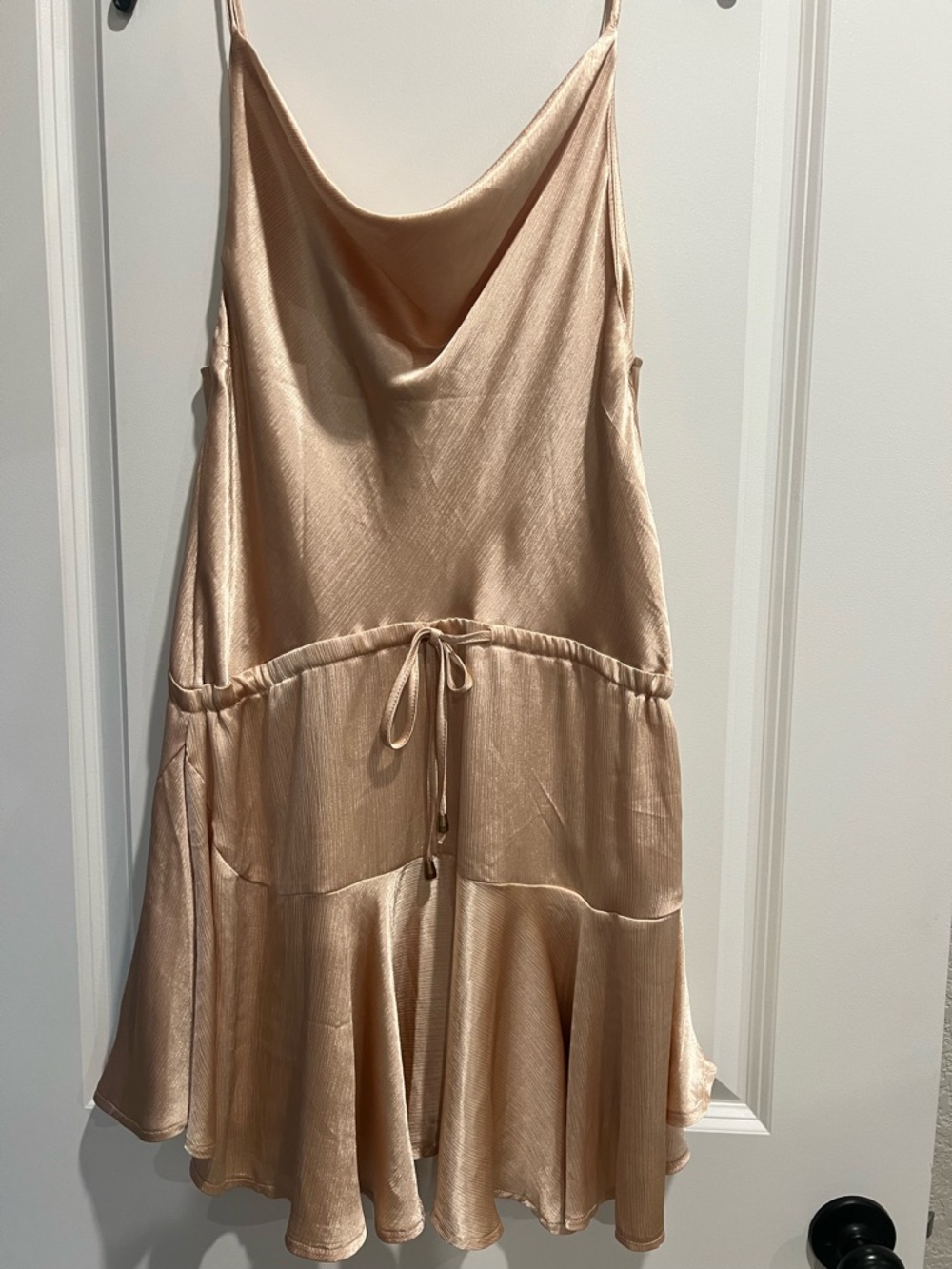 Polly Rode Gold Satin Slip Dress with Delicate Sheen